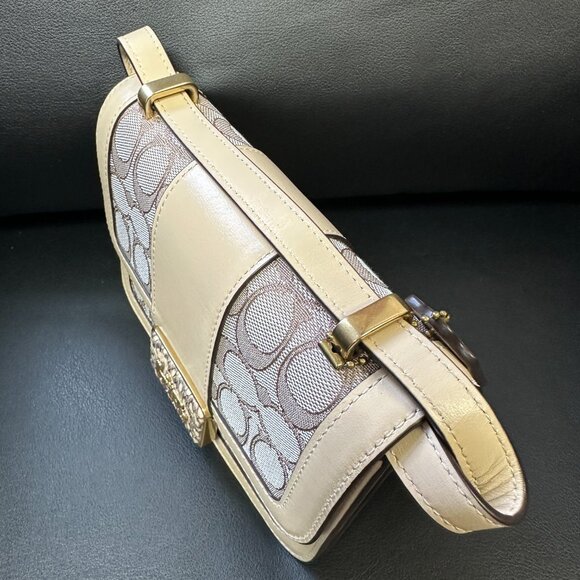 NWT! COACH Alie Shoulder Bag 18 In Signature Jacquard With Snakeskin C3760 - Picture 7 of 13